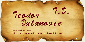 Teodor Dulanović vizit kartica